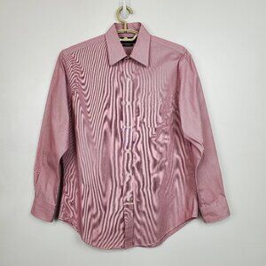 Lauren Ralph Lauren Red White Pinstripe Men's Button Up Shirt Size 15 32/33